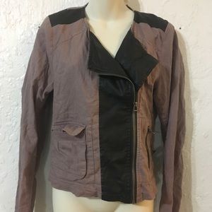 Leather & cotton moto jacket‎